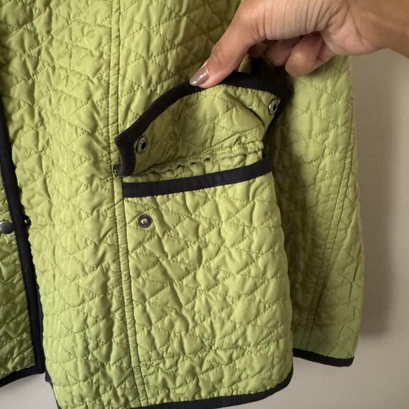 90s Quilted Lightweight Jacket Chartreuse Green Black Medium - Picture 6 of 8